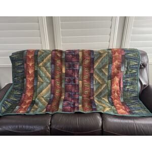VTG BIEDERLACK Southwest Aztec Fleece Throw Blanket 73” By 57.5”